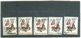 1966 RWANDA Y & T N° 143 ( O )  Les 5 Timbres - Used Stamps