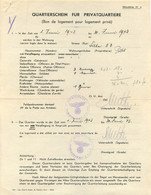 BON DE LOGEMENT POUR LOGEMENT PRIVE 06/1943 AU 53 RUE DE LILLE  STANDORTKOMMANDANTUR - 1939-45