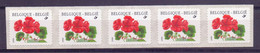 Belgie - ^ 1999 - OBP - ** 2854 -  Rolzegel 91 - Strook Van 5 - Geranium -  Bloemen -  Andre Buzin - Franqueo