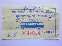 Ticket De Bus De Bulgarie - Mondo