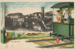Delémont Art Card  Train  Edit Meister Schild Gaufrée Embossed Chemin De Fer  Gare - Delémont