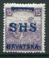 YUGOSLAVIA 1918 SHS Overprint For Croatia On Hungary 15f Harvesters MH / *. Michel 63  Ercegovic Certificate. - Ongebruikt