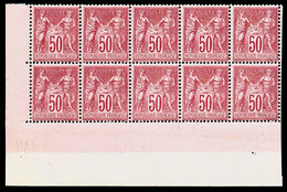 N°98, 50c Rose Type II En Bloc De Dix Exemplaires Coin De Feuille, FRAÎCHEUR POSTALE, SUPERBE (certificat)   Qualité: ** - 1876-1898 Sage (Type II)