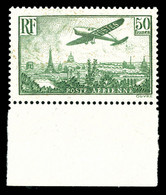 N°14, Avion Survolant Paris, 50F Vert-jaune Bdf. TTB (certificat)  Qualité: **  Cote: 2000 Euros - 1927-1959 Mint/hinged