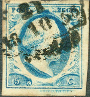 NIEDERLANDE 1852 König Willem III 5 C Blau Vollrandig M Teilweise Breite Ränder - Gebruikt
