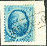 NIEDERLANDE 1864 König Willem III 5 C (dunkel)blau Kab.-Briefstück ABART FRANCO - Used Stamps