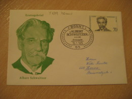 BONN 1975 Albert SCHWEITZER Yvert 679 Centenary Nobel Prize FDC Cancel Cover GERMANY Celebrity Celebrities - Albert Schweitzer