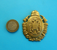 YUGOSLAV KINGDOM Large Firefighters Tin Cap Badge 1930s * Fire Department Brigade Feuerwehr Pompier Sapeurs Pompiers - Pompiers