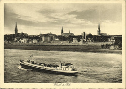 WESEL Am Rhein, Panorama Mit Boot (1940s) AK - Wesel