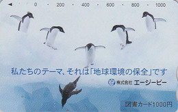 Carte Prépayée JAPON - ANIMAL -  MANCHOT Adelie Pingouin - PENGUIN Bird JAPAN Prepaid Tosho Card - PINGUIN - 5391 - Pinguïns & Vetganzen
