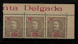 PORTUGAL AÇORES PONTA DELGADA - 1898-1905 King Carlos I - TIRA 3 X 75 REIS MNH (STB5#72) - Ponta Delgada