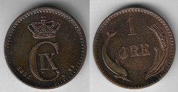 Denmark Coin 1 Ore 1883 Bronze KM-792.1 Ø 16 Mm XF - Danimarca