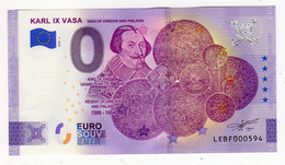 2020-2 BILLET TOURISTIQUE FINLANDE 0 EURO SOUVENIR N° LEBF00594 KARL IX VASA (monnaie) - Privatentwürfe