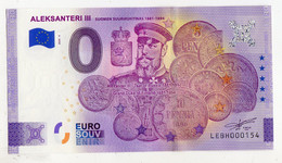 2020-4 BILLET TOURISTIQUE FINLANDE 0 EURO SOUVENIR N° LEBH000154 ALEKSANTERI III (monnaie) - Essais Privés / Non-officiels