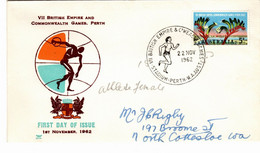 Australia PM 167 1962 British Empire Games Perth,Female Athlete,souvenir Cover - Marcophilie