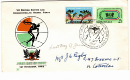 Australia PM 169 1962 British Empire Games Perth,Games Emblem, Set Souvenir Cover,Last Day Games - Bolli E Annullamenti