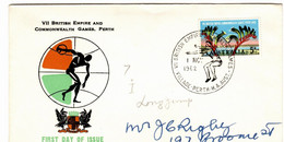 Australia PM 173 1962 British Empire Games Perth,Long Jump,souvenir Cover - Bolli E Annullamenti