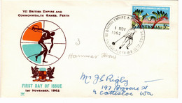 Australia PM 174 1962 British Empire Games Perth,Hammer Trower,souvenir Cover - Marcofilie