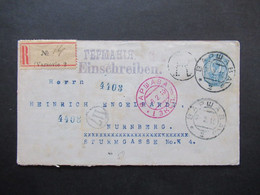 Russland / Polen 1910 Bapwaba / Warschau Einschreiben R-Zettel No 14 Varsovie 2 Nach Nürnberg Mit Vielen Stempeln - Covers & Documents