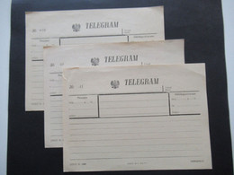 Polen 1979 Telegram 3 Vordrucke Nr. 39, 40 Und 41 Przyjeto / Odtelegrafowano / Odwrocic. Ungebraucht - Covers & Documents