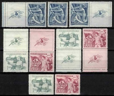 * Tchécoslovaquie 1949 Mi 575-7+Zf (Yv 501-3+vignettes), (MH) Trace De Charniere Propre - Lots & Serien