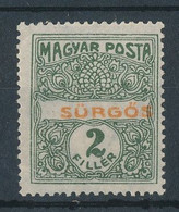1919. Urgent (Hungarian Post) - Misprint - Errors, Freaks & Oddities (EFO)