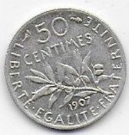50c   Semeuse  1907 - G. 50 Centimes