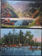 Tahiti Lot 2 Cpa Le Lac Et Village - Polynésie Française