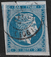 GREECE 1871-72 Large Hermes Head Inferior Paper Issue 20 L Sky Blue Vl. 48 / H 35 A - Gebraucht