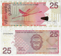 Banknote Netherlands Antilles 25 Gulden 2008 Pick-29e Flamingo Bird Uncirculated - Altri – America