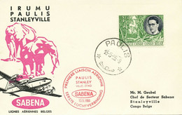 BELGISCH-KONGO 1955 Inlands-Erstflug Der SABENA "PAULIS (ISIRO) - STANLEYVILLE" - Covers & Documents