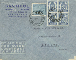 BELGIEN 1947, Frühe Nachkriegsflugpost „BRUXELLES – ZÜRICH, Schweiz“ M. Int. MiF - Sonstige & Ohne Zuordnung