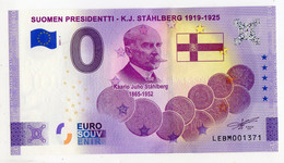 2021-1 BILLET TOURISTIQUE FINLANDE 0 EURO SOUVENIR N°LEBM001371 SUOMEN PRESIDENTTI - K.J.STAHLBERG (monnaie) - Private Proofs / Unofficial