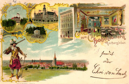 Aschersleben, Farb-Litho, Cafe Hohenzollern, 1897 - Aschersleben