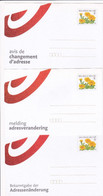 3 Cartes Entiers Postaux Différents Avis De Changement D'adresse Fleur Tagetes - Avviso Cambiamento Indirizzo