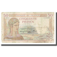 France, 50 Francs, 1939, P. Rousseau And R. Favre-Gilly, 1939-11-09, TB - 50 F 1934-1940 ''Cérès''
