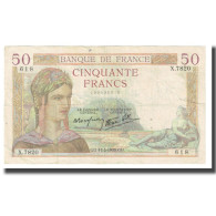 France, 50 Francs, 1938, P. Rousseau And R. Favre-Gilly, 1938-03-17, TTB - 50 F 1934-1940 ''Cérès''