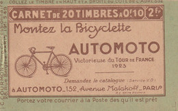 Cyclisme Carnet D'Algerié  Série S 149 Avec Publicité Couverture Montez A Byciclette AutoMoto Victorieuses Tour 1923 - Wielrennen