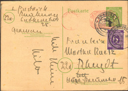 Bizone Notganzsache Duisburg P B05 M.6 Pfg.Ziffer Als Postkarte Von 1946 - Postwaardestukken