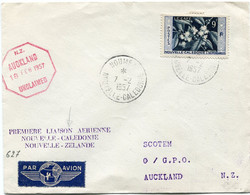 NOUVELLE-CALEDONIE LETTRE PAR AVION AVEC CACHET " PREMIERE LIAISON AERIENNE NOUVELLE-CALEDONIE NOUVELLE-ZELANDE "....... - Covers & Documents