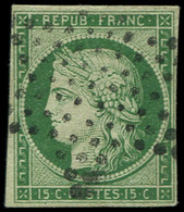 EMISSION DE 1849 - 2b   15c. Vert FONCE, Obl. ETOILE, TB. Br - 1849-1850 Cérès