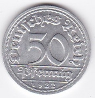 République De Weimar 50 Pfennig 1922 D MUNICH  , En Aluminium - 50 Renten- & 50 Reichspfennig