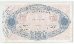 500 FRANCS BLEU ET ROSE - PARIS 14 MARS 1927 - TB à TTB - 1888 - 500 F 1888-1940 ''Bleu Et Rose''