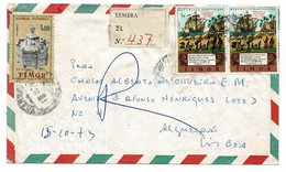 PORTUGAL TIMOR, ERMERA To LISBON Registered Cover With 6x1 Escudo Stamps, Circulated - Timor