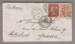 Grossbritannien 1874-12-22 Manchester Brief Via France Nach Geneve Mit 1P+4P Mi#24 Pl13 - Storia Postale