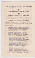 Doodsprentje Andréa Bertha Lameire. °Gent, +Gent. Dochtertje Van De Vreese. - Décès