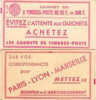 CARNET 1011C-C 1 Type MULLER 8 Timbres Série 1-59. Parfait état Bas Prix Plutôt RARE. - Anciens : 1906-1965