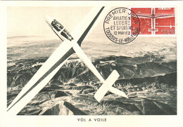 Carte Maximum YT 1340 Vol à Voile, Aviation Légère Et Sportive 1er Jour 12 05 1962 TBE Toussus-le-Noble (78) - 1960-1969
