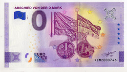2020-1 BILLET TOURISTIQUE ALLEMAGNE 0 EURO SOUVENIR N°XEMZ000746 ABSCHIED VON DER D-MARK (monnaie) - Privatentwürfe