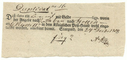 Preussen STARGARD Postschein Im Ortsdruck 1808 - Prussia